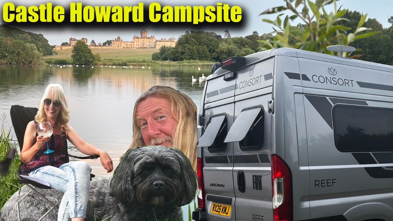 Castle Howard campsite in our Consort Reef campervan June 2025, weather was hot,  we still got rain!