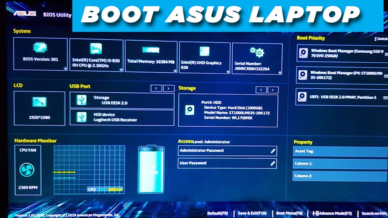 How ! ASUS Laptop BOOT Menu Bios Settings ! Secure BOOT ! Boot from DVD Room ,