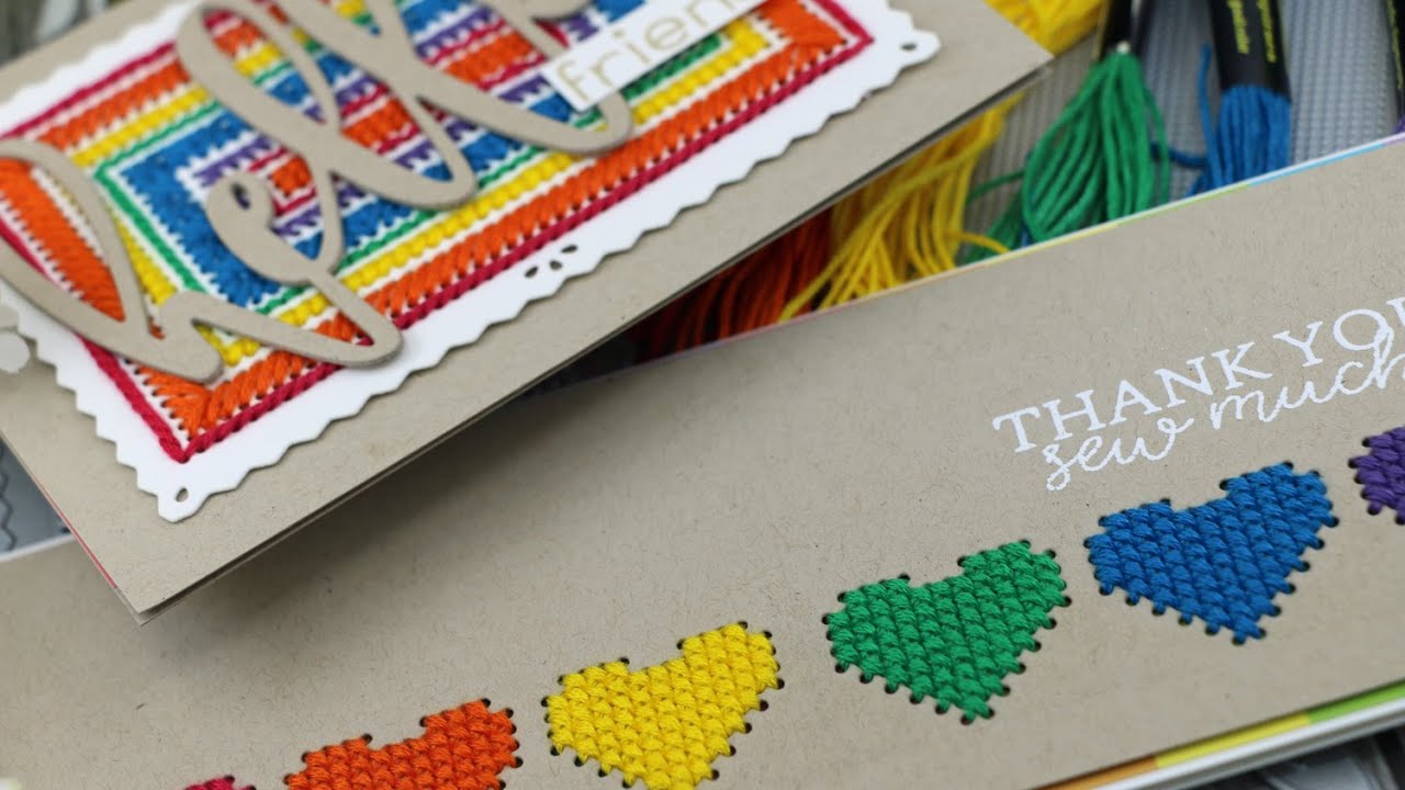 Waffle Flower Stitched Cards | Cross Stitching on Cardstock