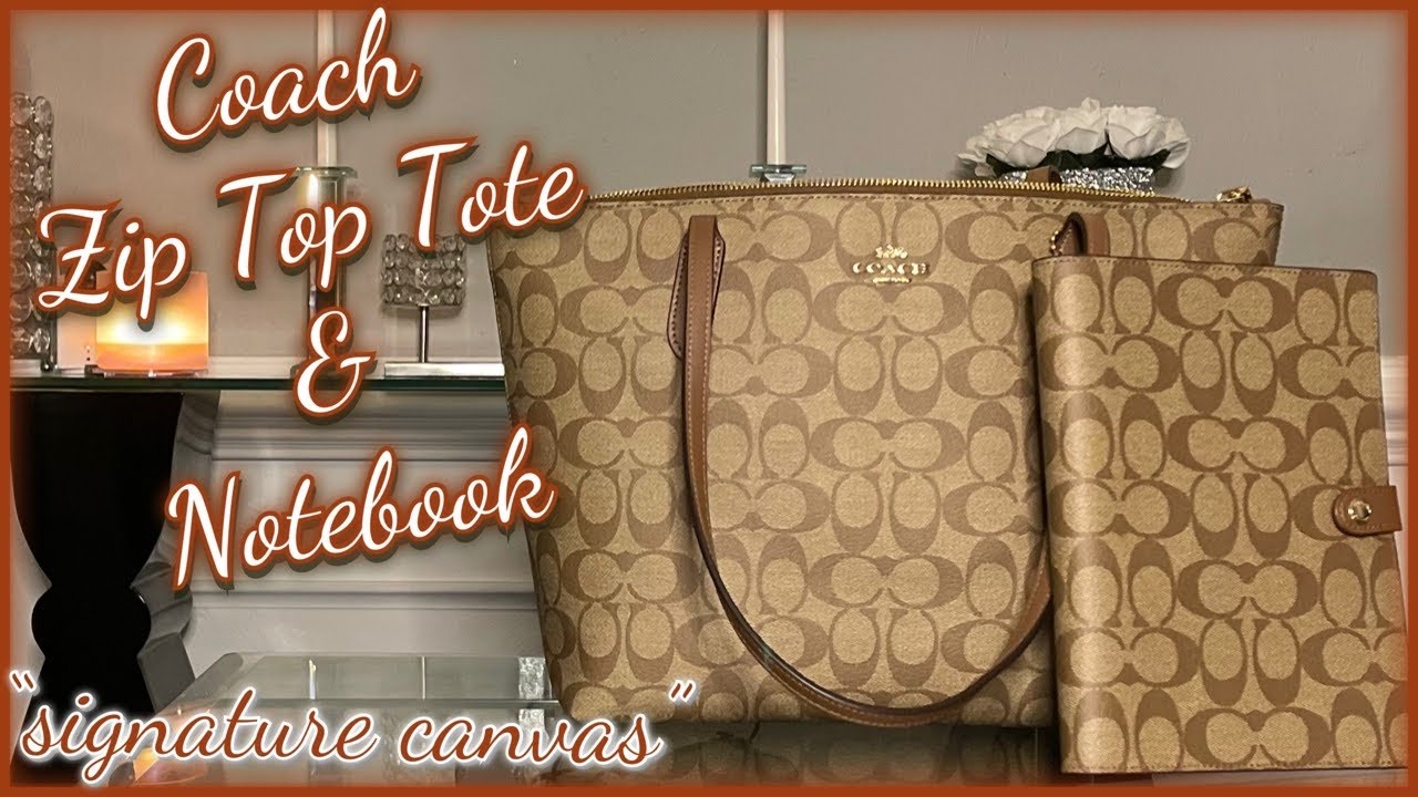 Coach Zip Top Tote & Notebook / Signature Canvas