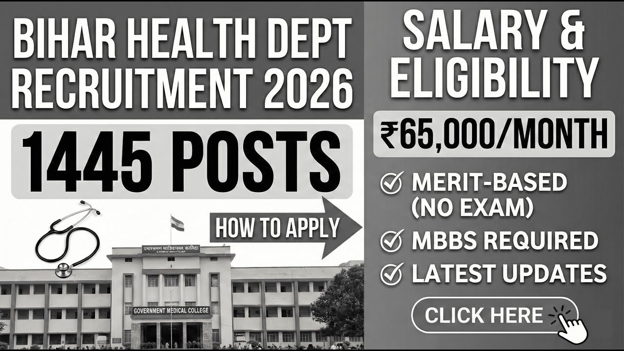 Bihar BCECE Junior Resident Recruitment 2026 | 1445 Posts | How to Apply, Salary & Eligibility