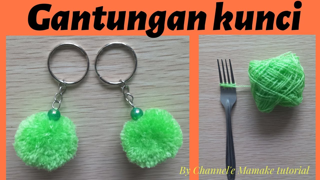 Gantungan kunci dari benang wol || How to make keychain