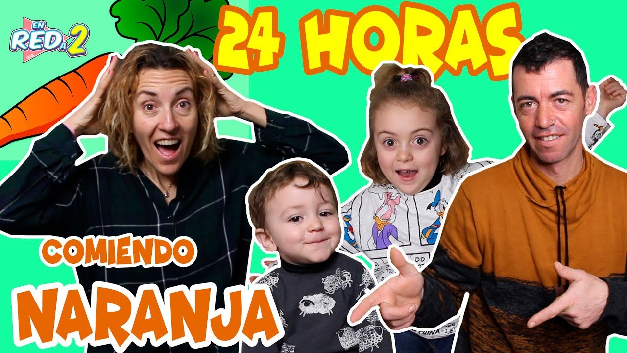 24 HORAS COMIENDO NARANJA  PASO UN DÍA ENTERO PROBANDO COMIDA POR COLORES!! Enreda2