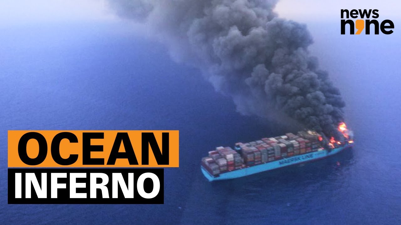 Chemical-laden ship catches fire| Dramatic rescue operation on camera | Zim Kingston