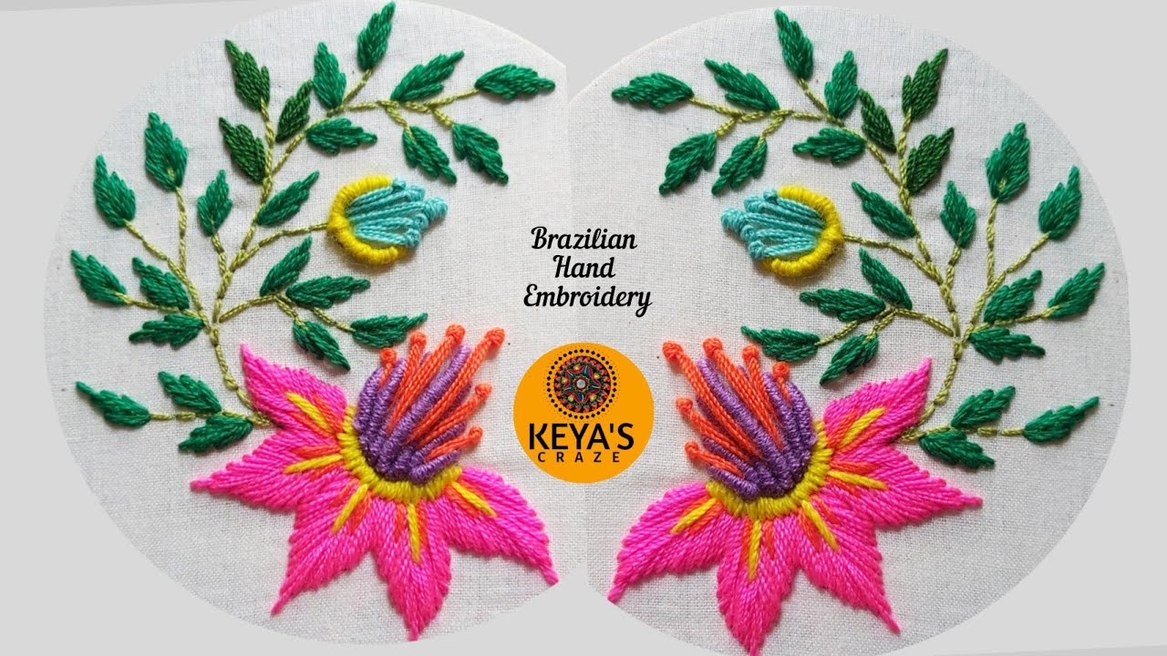 2021|Tutorial no-647 | Brazilian flower hand embroidery /keya's craze