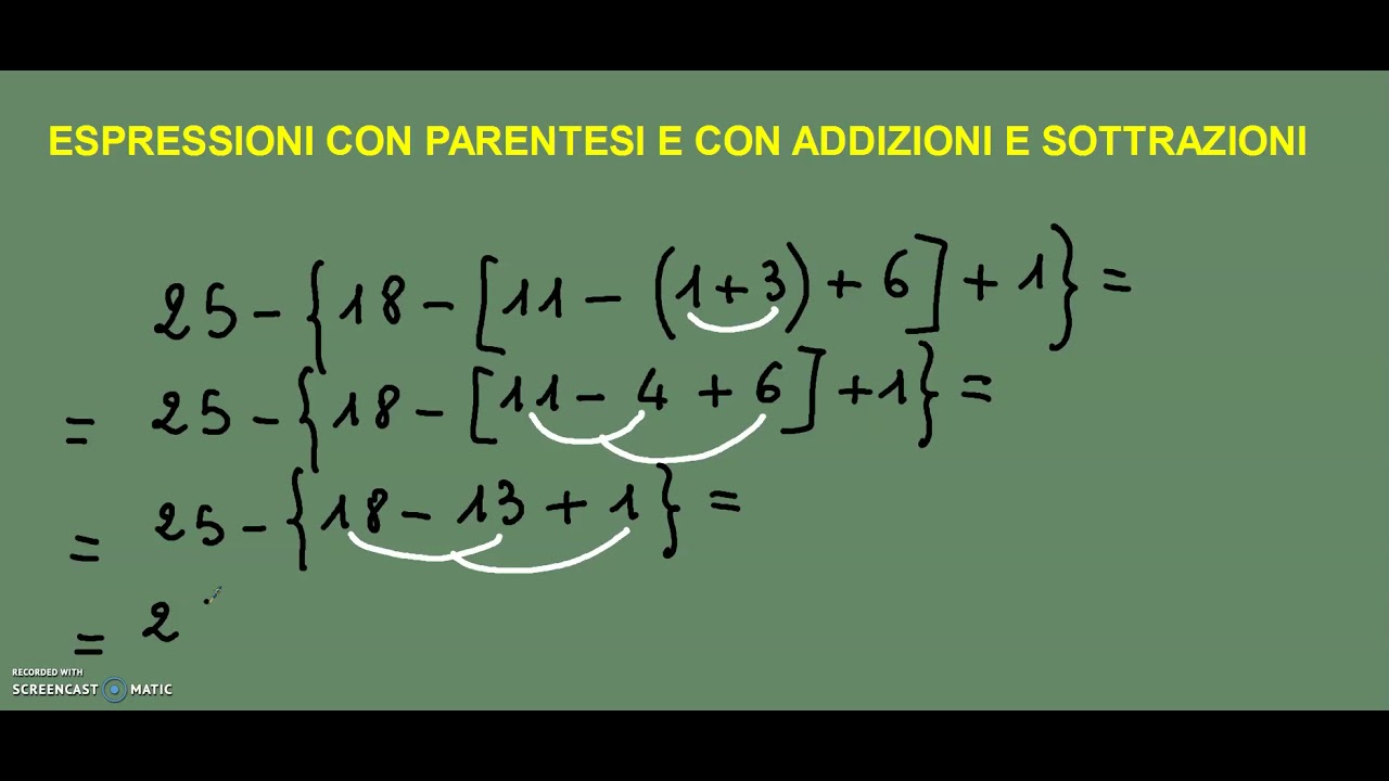 Espressioni con parentesi e con addizioni e sottrazioni