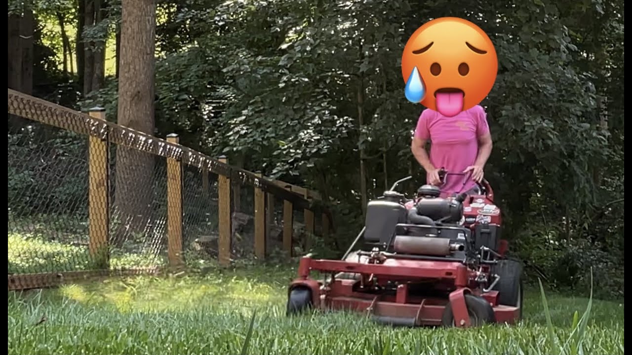 Mowing Hills in the Heat! ( Evening garden work )