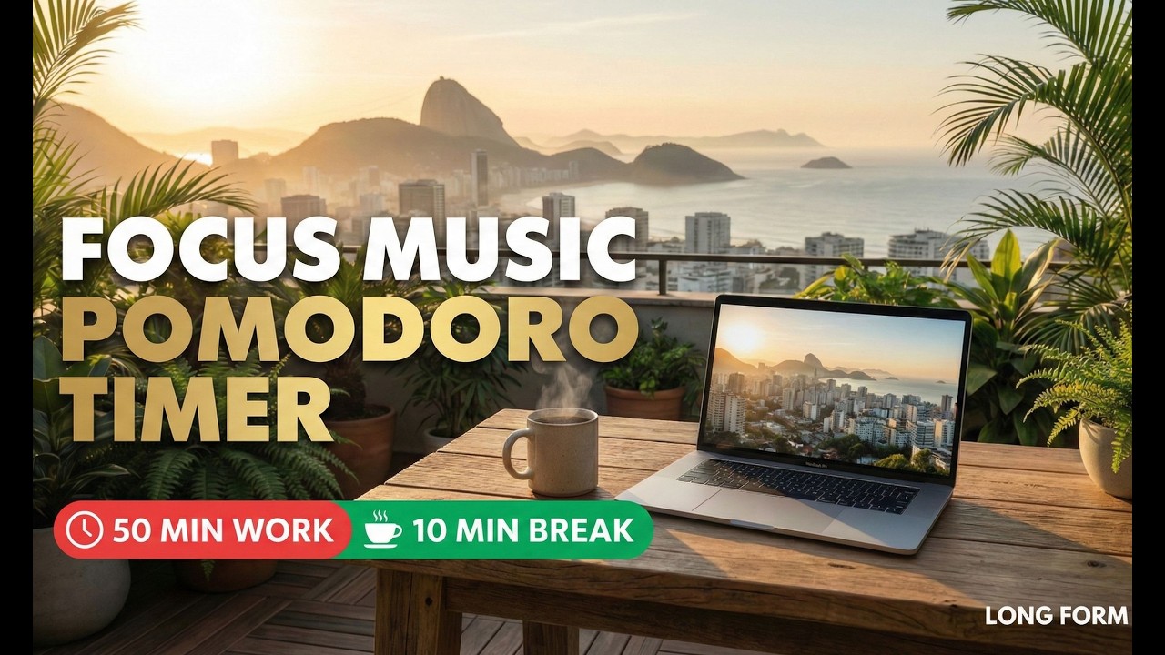 Pomodoro Timer: 50/10 Deep Work Session in Rio De Janeiro ⏱️ | Ambient Focus Music 2 Hours