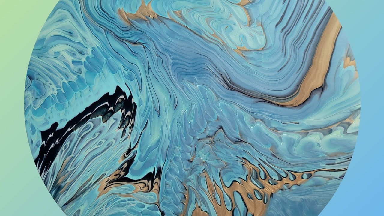 (436) ACRYLIC POURING - STRAIGHT Pour Featuring Folk Art Treasure Gold Paints!