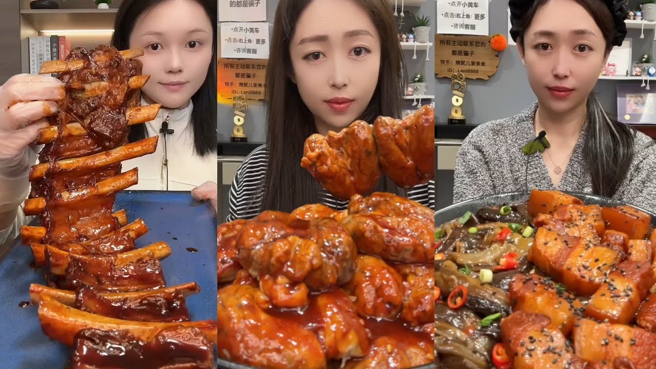 Mukbang #Spicy Noodles 🔥🍜 Pork 🤤 Meat 🍖🥓 Beef Chicken 🍗#food #beef #noodles