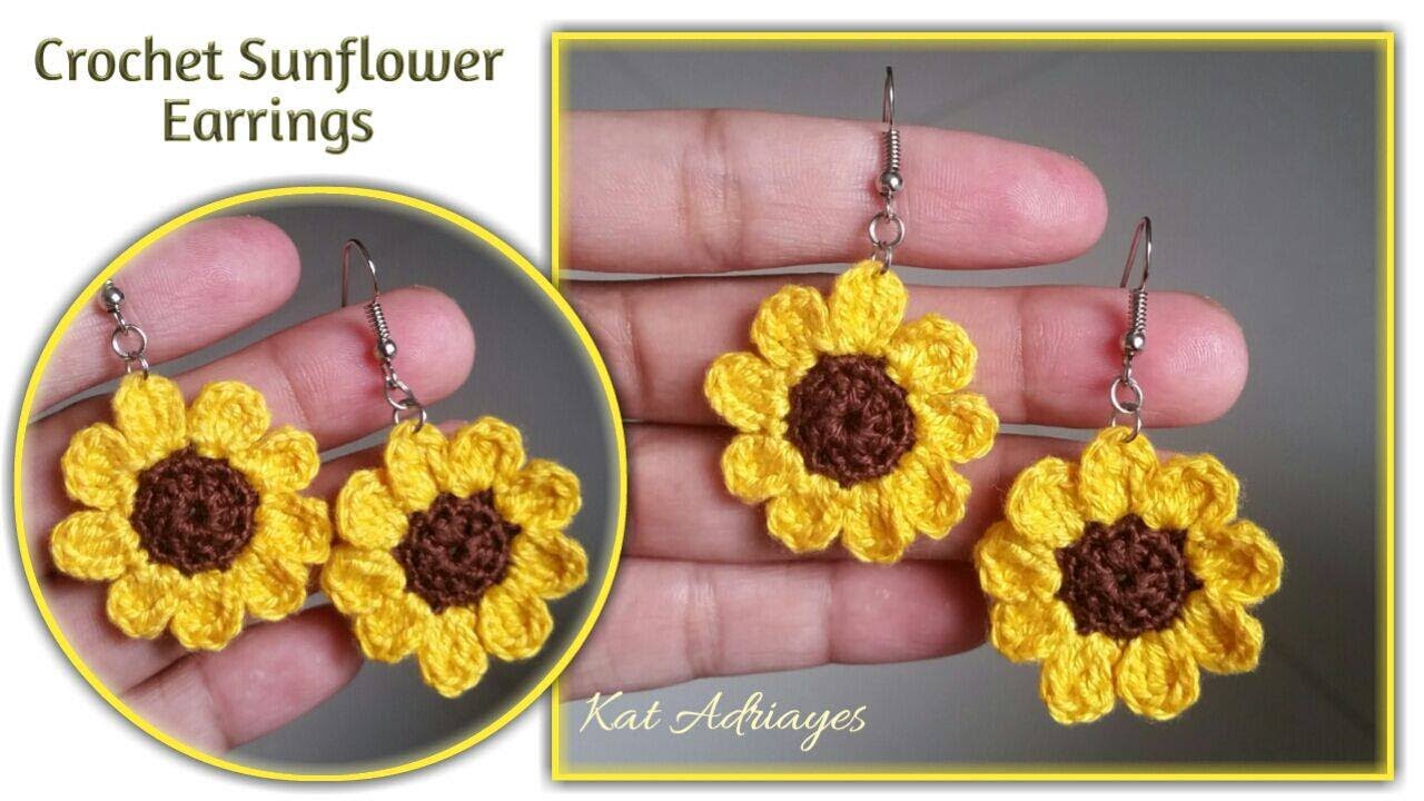 Crochet Earrings | DIY Sunflower Earrings