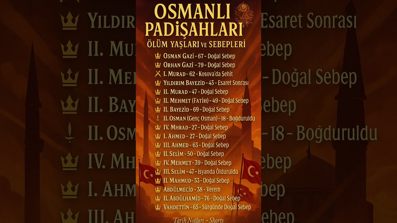 Osmanlı Padişahları Kaç Yaşında Öldü? #Osmanlı #padişah #Shorts