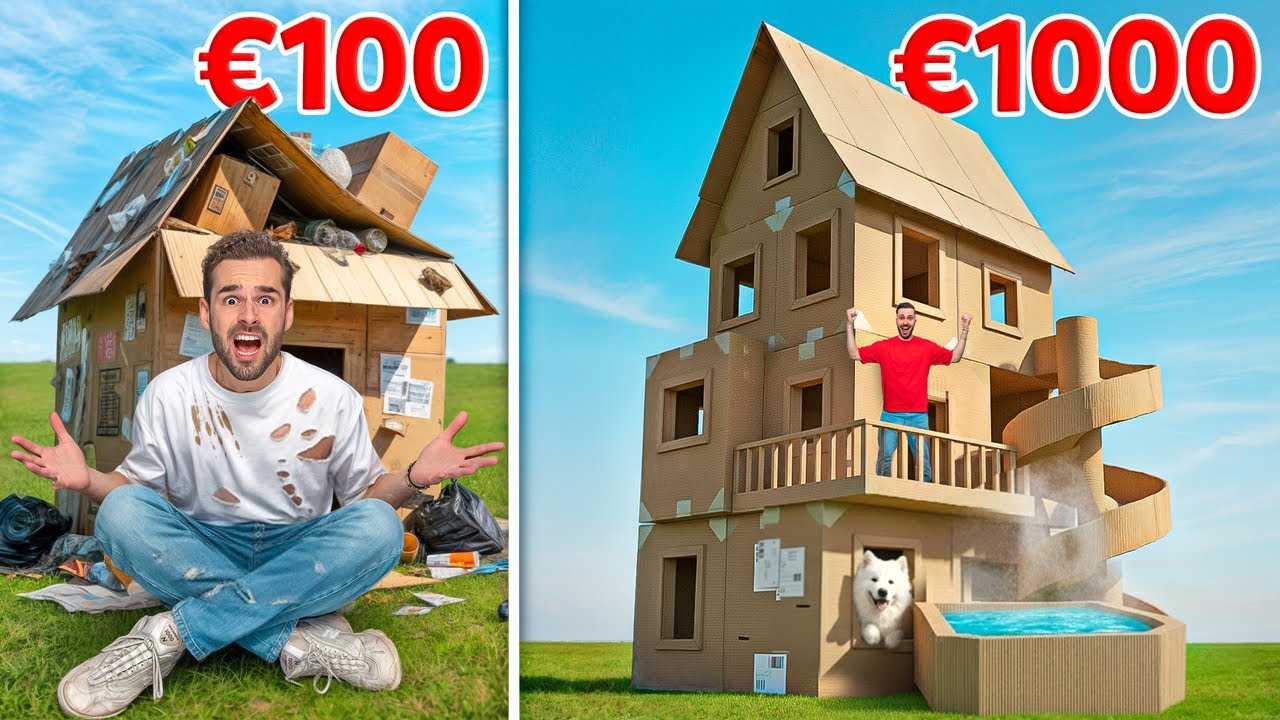 €100 vs €1000 Huis Van Karton Bouwen! *Challenge*
