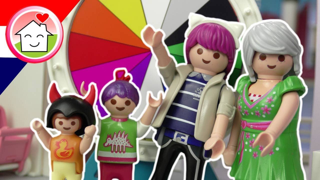 Playmobil filmpje Nederlands Het rad van fortuin beslist over de verkleding - Familie Huizer