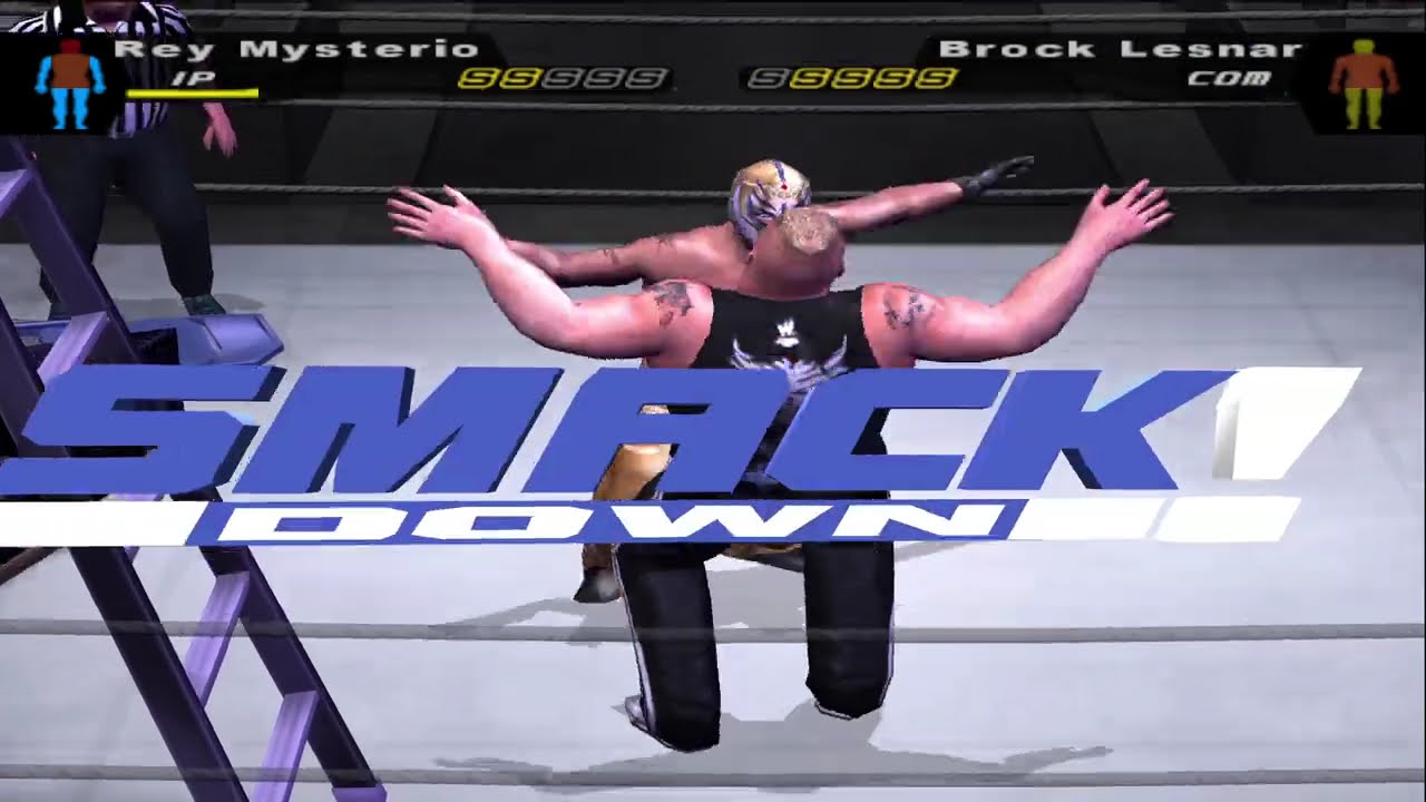 Ladder Match | Rey Mysterio🔥Destroys Brock Lesnar WWE SMACKDOWN HERE COMES THE PAIN PS2 | Full Match