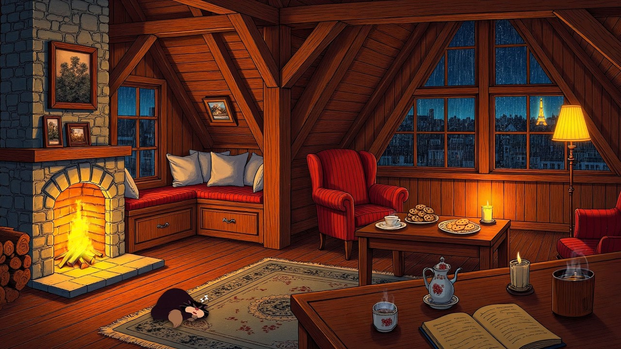 a quiet night in a 1940's cozy cottage with oldies playing in another room to relax/ unwind
