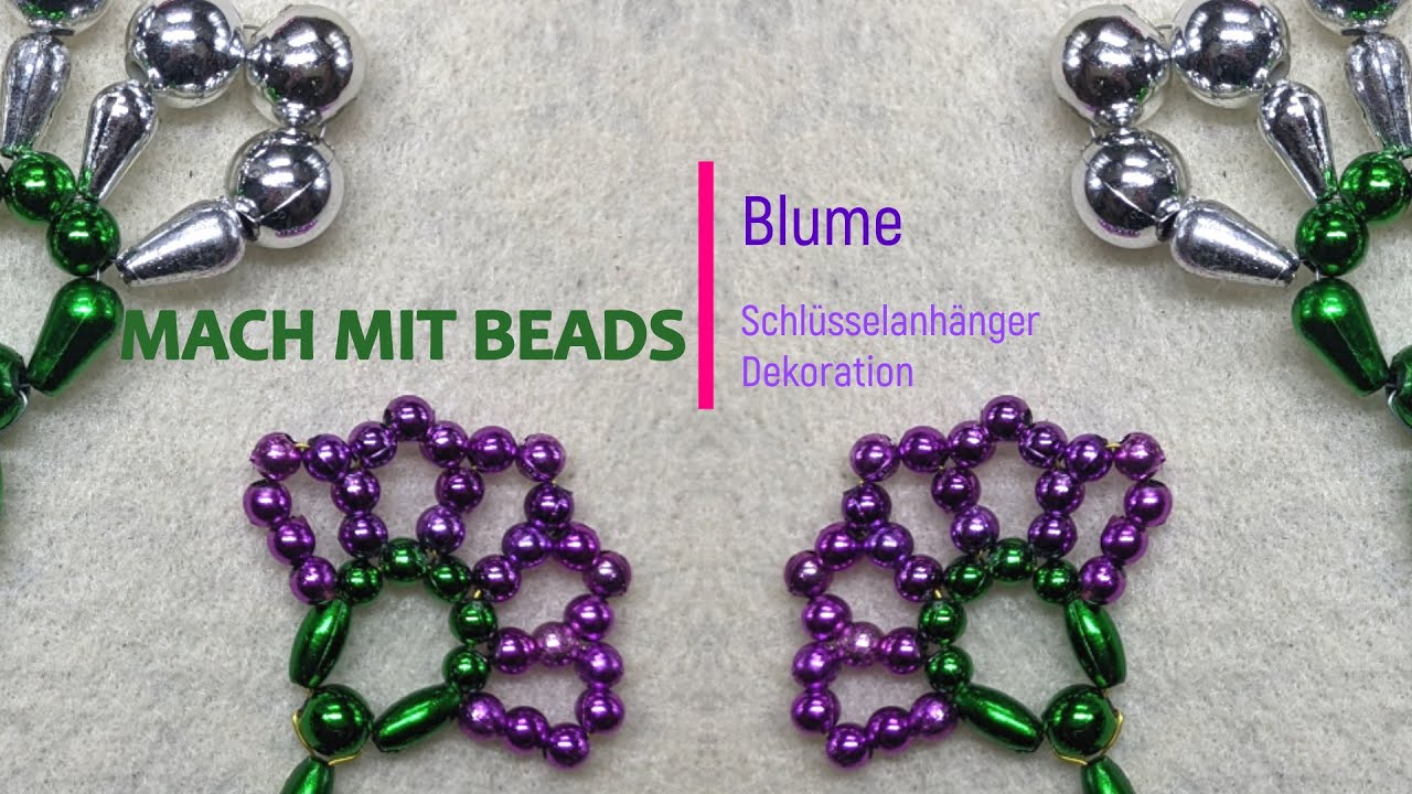 Blume aus Perlen 🌸 💜lila🌷 Anleitung  DIY Brosche Dekoration, Geschenk