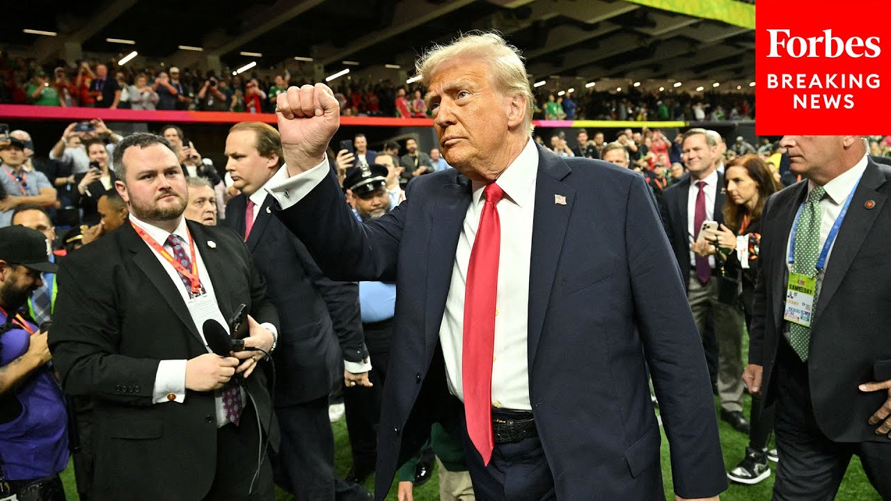 FULL ON-FIELD APPEARANCE: Trump Goes Onto The Field At Caesars Superdome In New Orleans, Louisiana