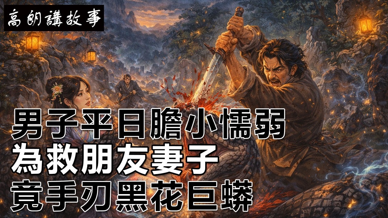 民間故事：男子平日膽小懦弱，為救朋友妻子，竟手刃黑花巨蟒｜高朗講故事
