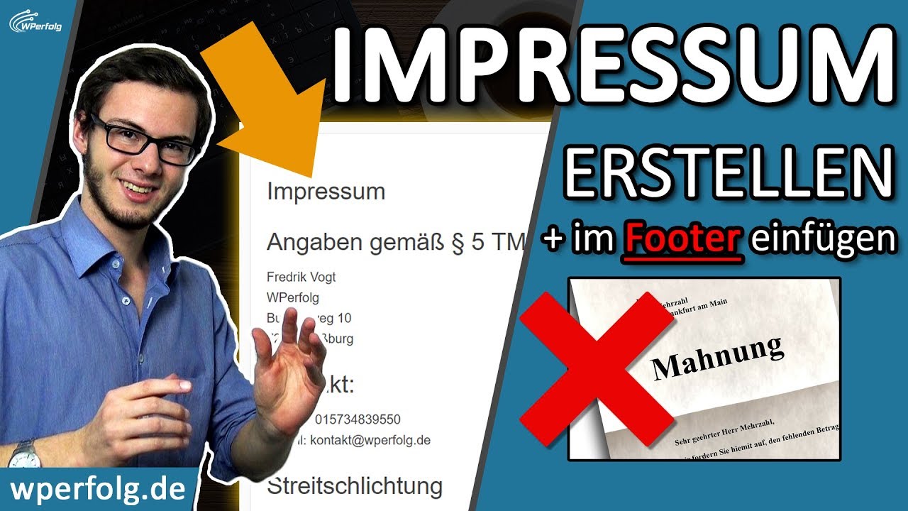 ᐅ Impressum erstellen & ABMAHNUNG vermeiden ✅ Für WordPress, Blog... ✅ Impressum im FOOTER einfügen!