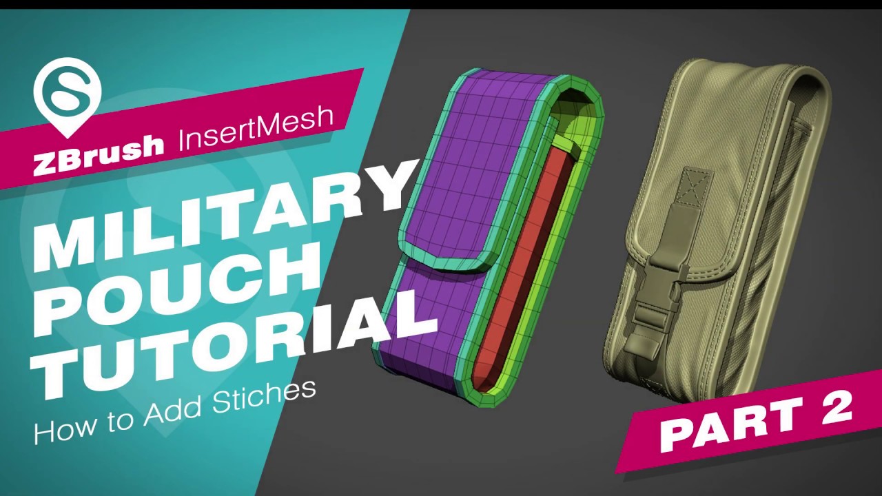 Military Pouch Tutorial Part 2 - ZBrush InsertMesh - How to Add Stitches