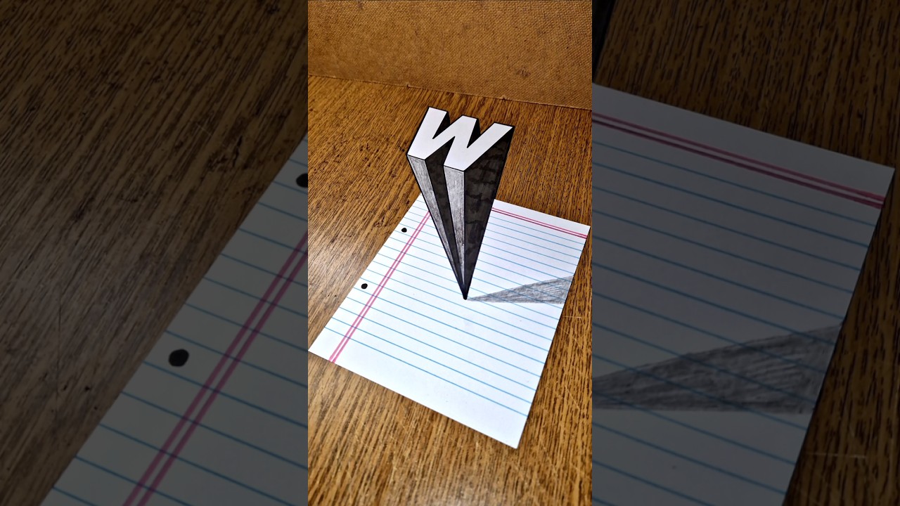 Amazing 3D Letter (W) Real Illusion On Paper 😲 #3dart #3ddrawing #drawingtutorial  #paperart #easy3d