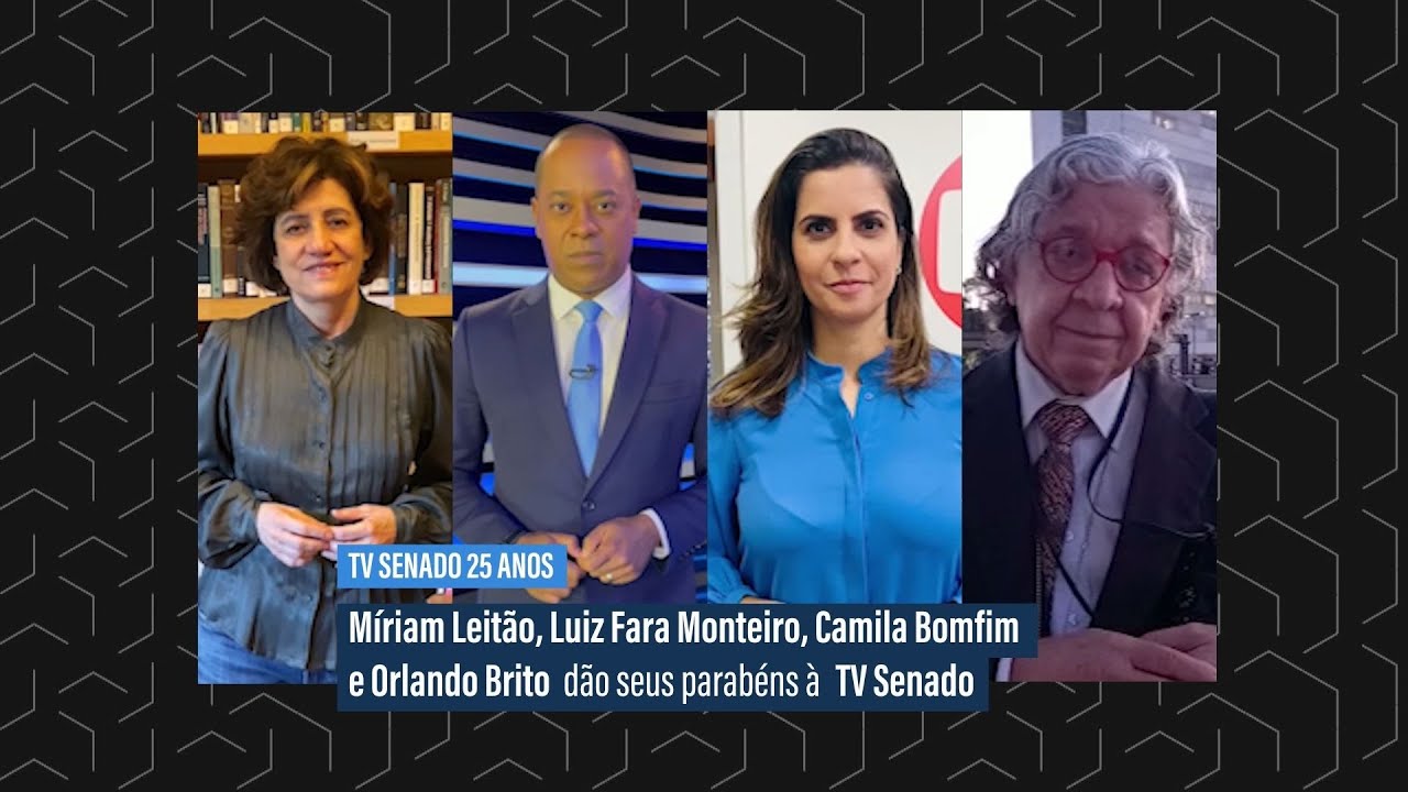M&iacute;riam Leit&atilde;o, Luiz Fara Monteiro, Camila Bomfim e Orlando Brito parabenizam a TV Senado