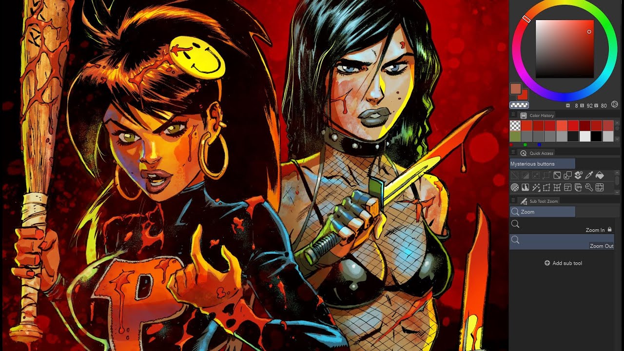 Full Coloring Process in Clip Studio Paint:  HACK/SLASH BODY BAGS #3 cover by Tim Seeley