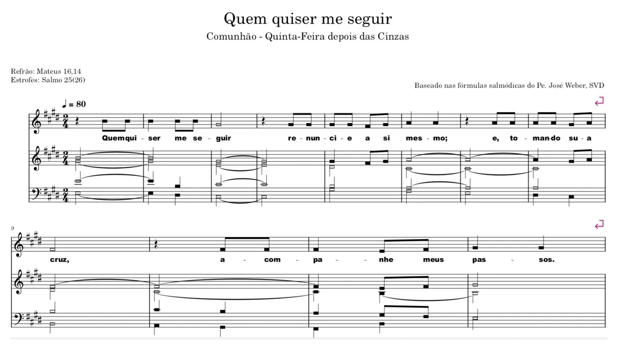 Quem quiser me seguir Comunhão - Quinta-Feira depois das Cinzas Mateus 16,14 Salmo 25(26)