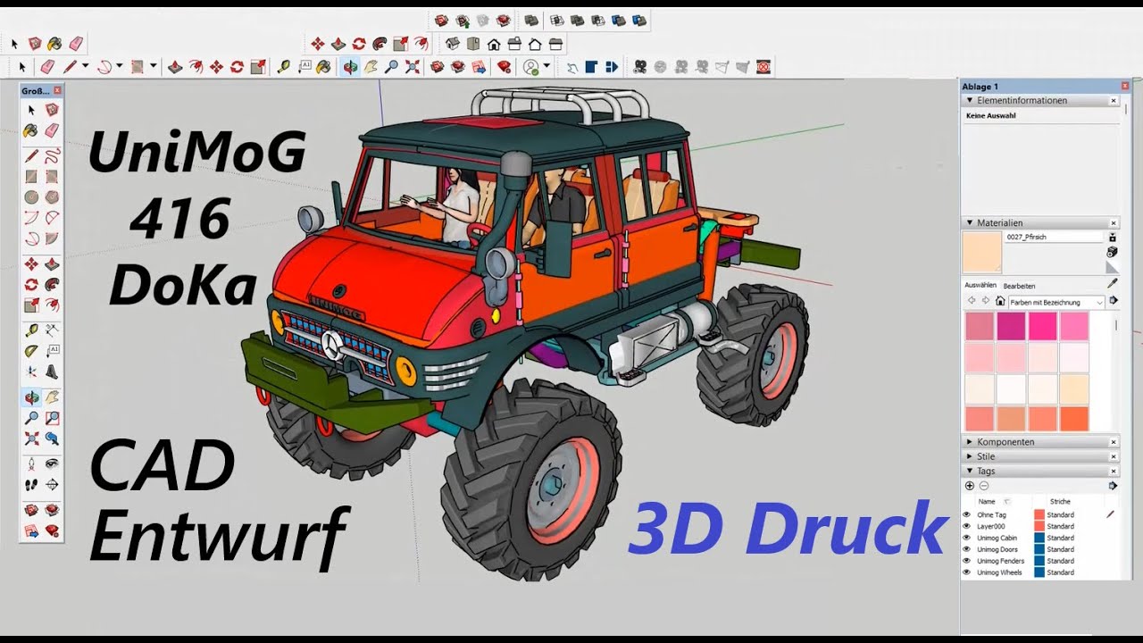 03 UniMoG 416 Doka CAD Entwurf für 3D Druck