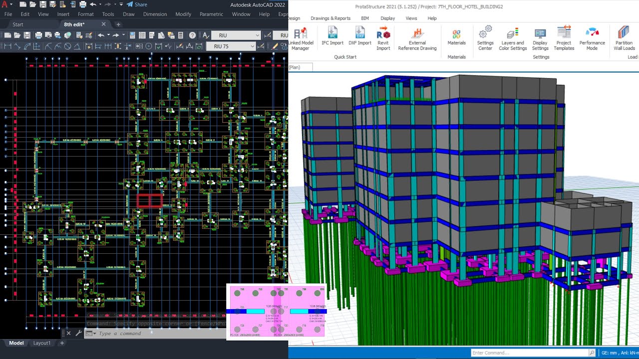 PILE CAP CLASHED EDITING SOLUTION IN PROTASTRUCTURE AND AUTOCAD/ DETAILS DRAWINGS