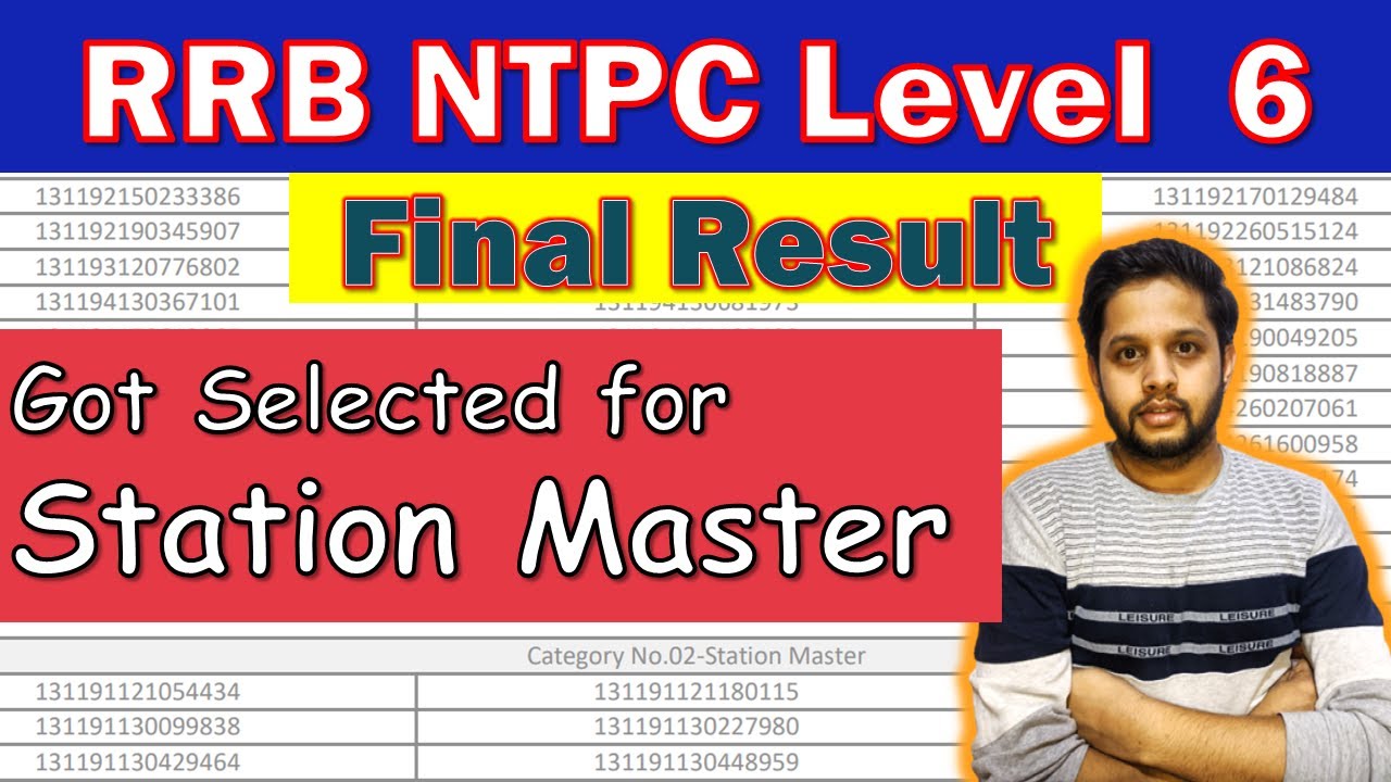 RRB NTPC Final Result Level 6 Out | Got Selected for Station Master | RRB NTPC Level 6 Final Result