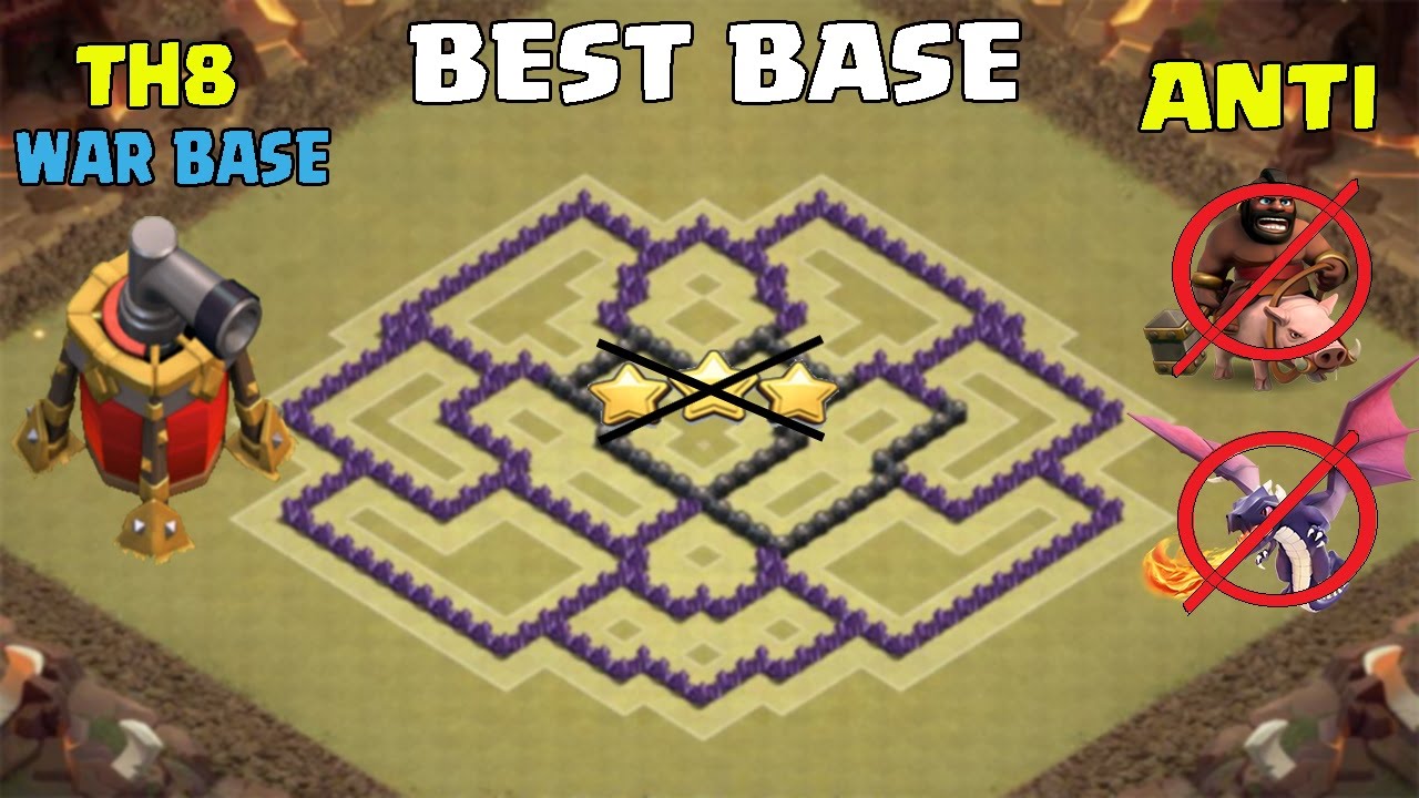 Clash of Clans - Town hall 8 (Th8) War Base + Defense Replays - Anti Gowipe Anti Dragon Anti Hog