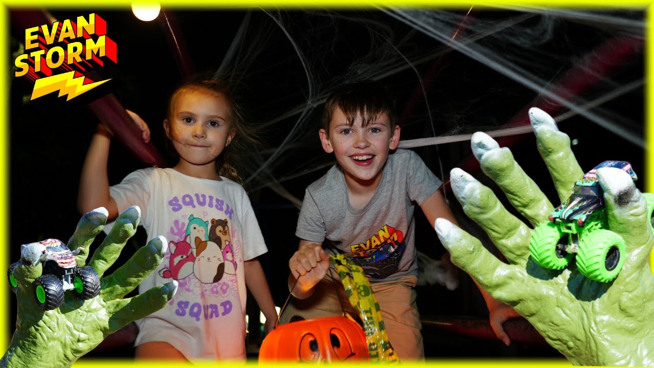 Finding Monster Trucks At The Haunted Playground Halloween Special