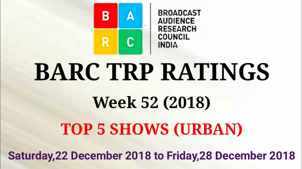 BARC TRP Ratings Week 52: Saturday, 22nd December 2018 to Friday, 28th December 2018