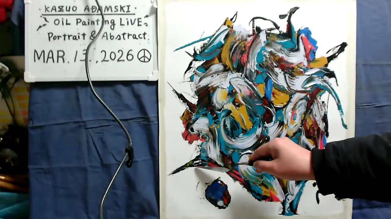 Oil painting  abstract day 2  op1653-2  [LIVE]--  