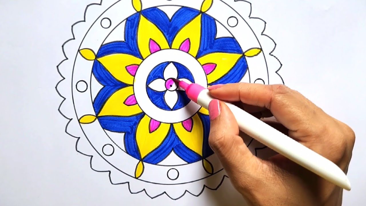 Onam Pookalam Design drawing Easy // Pookalam designs drawing amd colouring #pookalam 