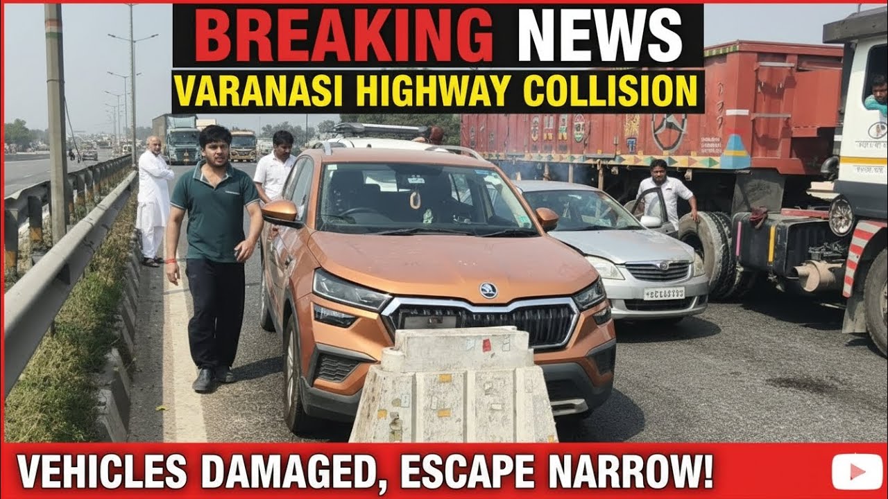 Two cars collided on Karnadari Overbridge in Rohania police station area, vehicles were damaged and.