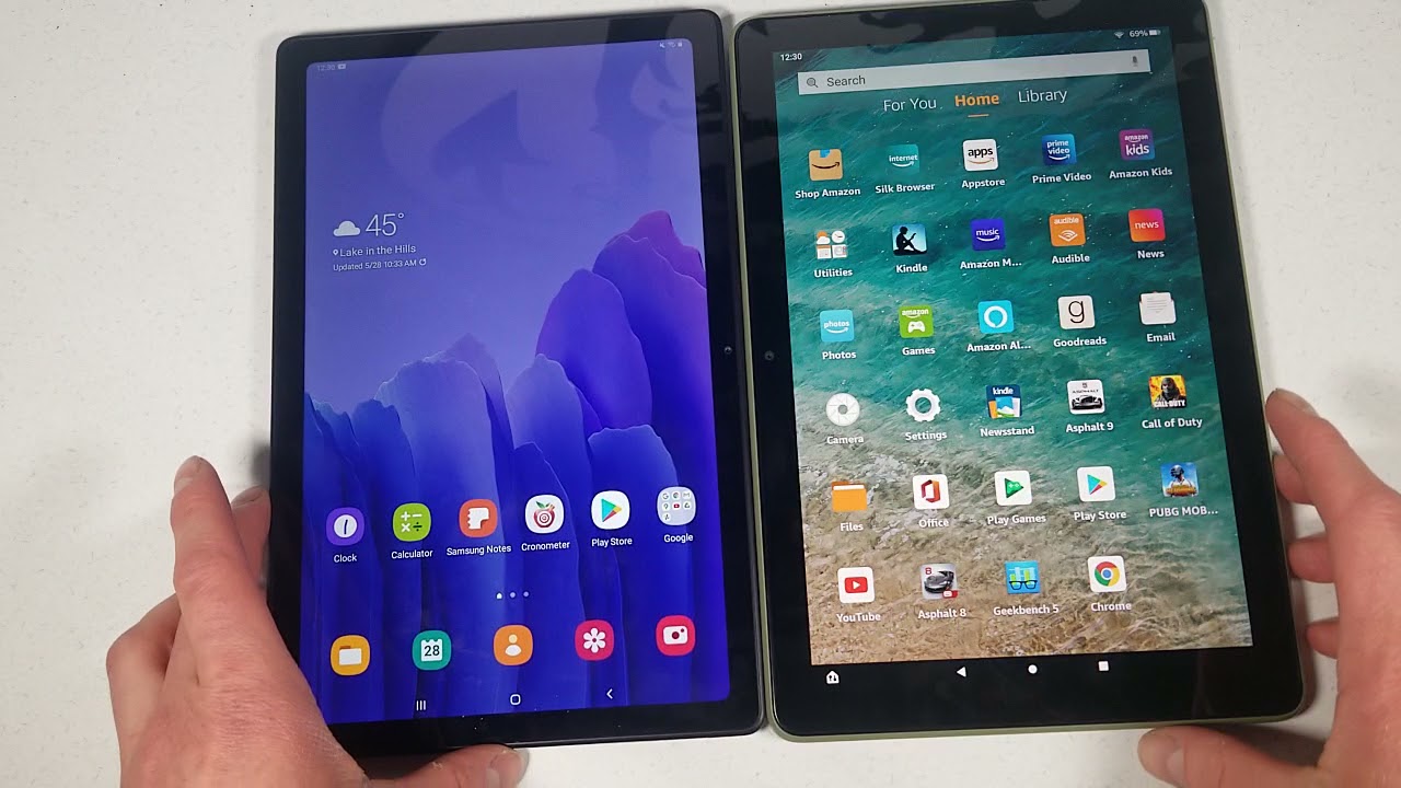 2021 Amazon fire hd10 vs Samsung tab A7 speed test