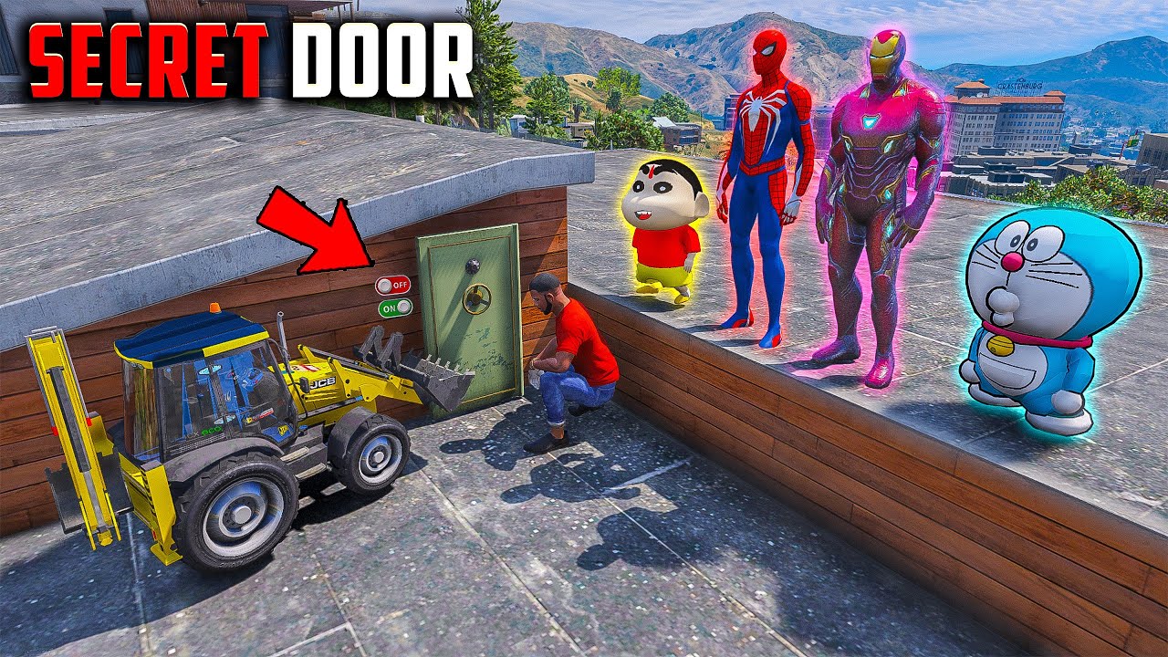Franklin & Shinchan😂 Found Secret Bunker Inside Franklin's Terrace😨in GTA 5 in Telugu #gta5