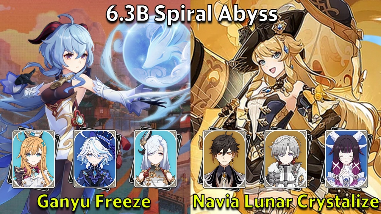 C0 Ganyu Freeze & C0 Navia Lunar Crystalize - Genshin Impact 6.3-6.4 Spiral Abyss Full Clear