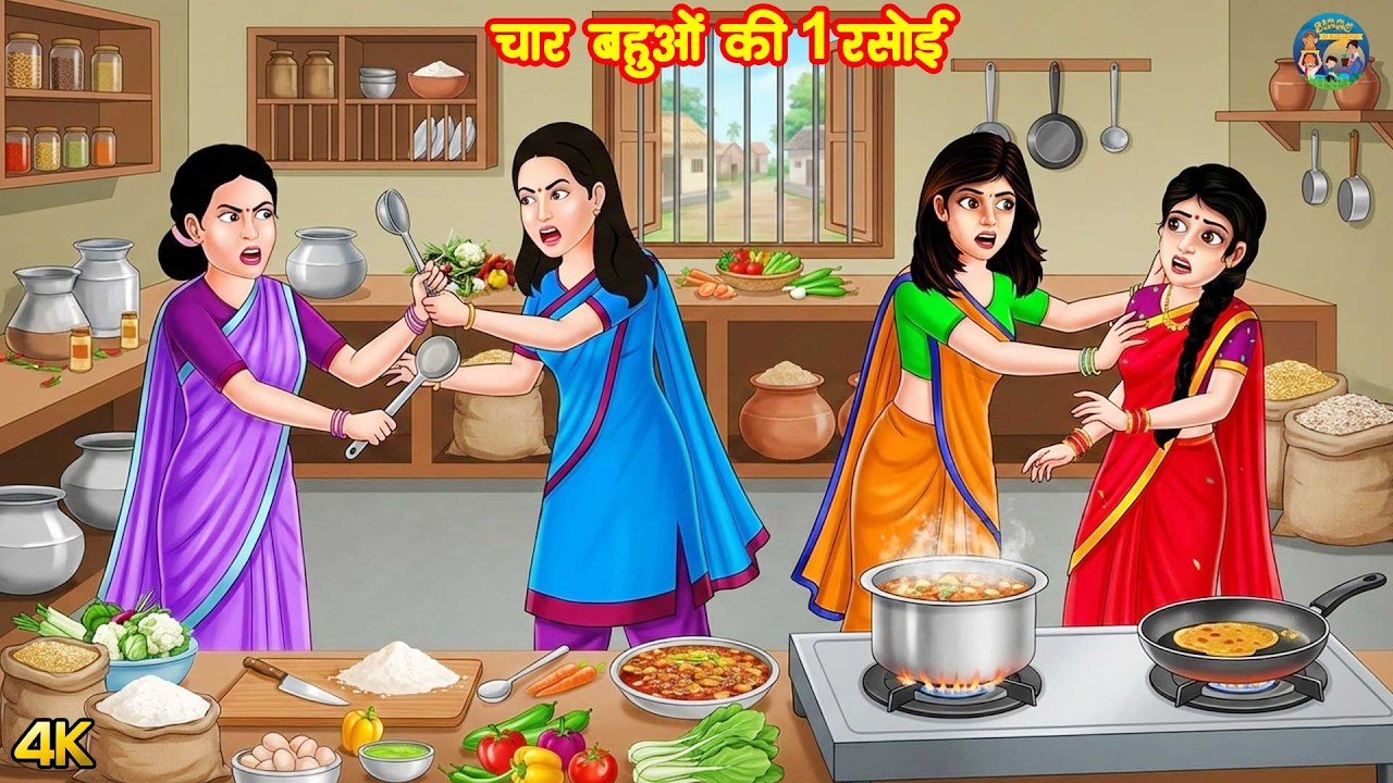 Kahani चार बहुओ की 1 रसोई | 1 kitchen for four daughters-in-law | Hindi Cartoon Kahaniyan | #story