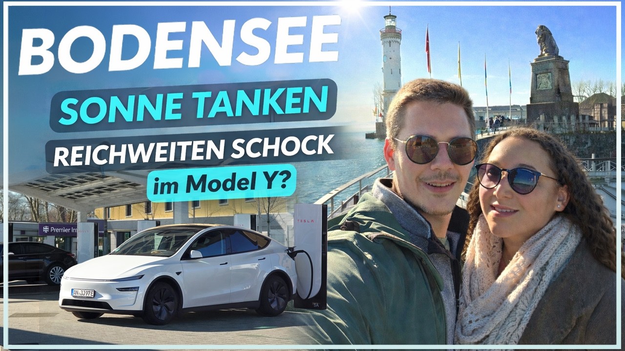 Nach 150 km bereits laden? Übernachtung im Model Y Juniper und Sonne tanken am Bodensee