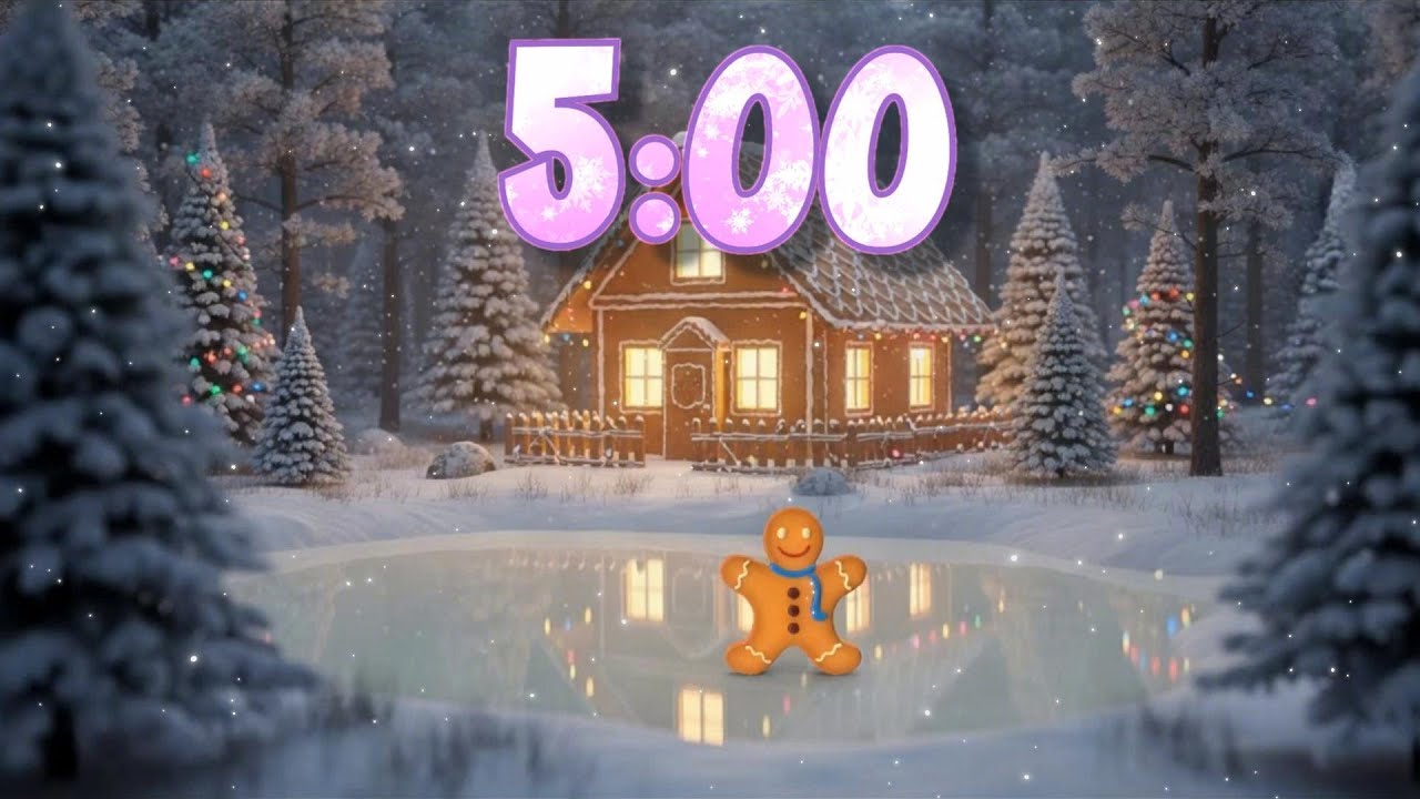 5 Minute Music Timer with a Gingerbread Man on Ice!