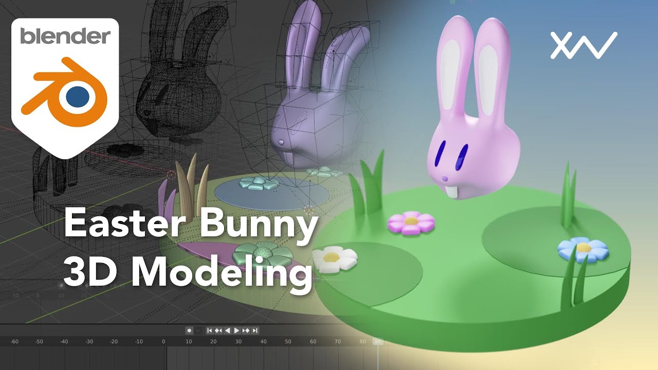 Easter Special: 3D modeling of a simple rabbit [timelapse]