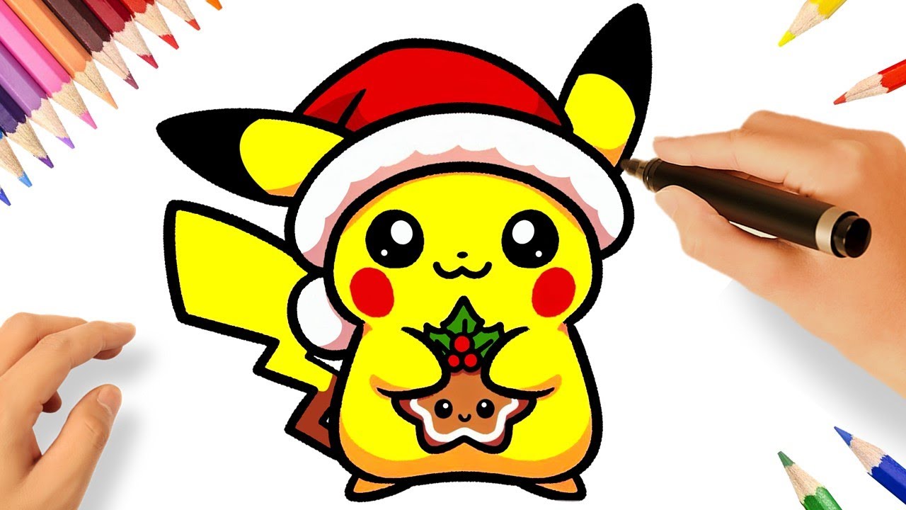 COMMENT DESSINER PIKACHU NOËL 🎄💗