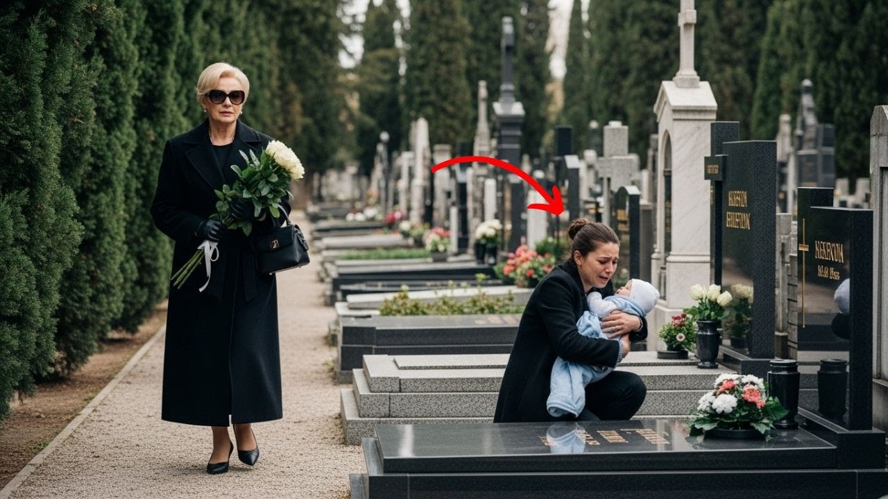 Milijarderka posjećuje grob svog sina i pronalazi ženu kako plače i drži dijete...