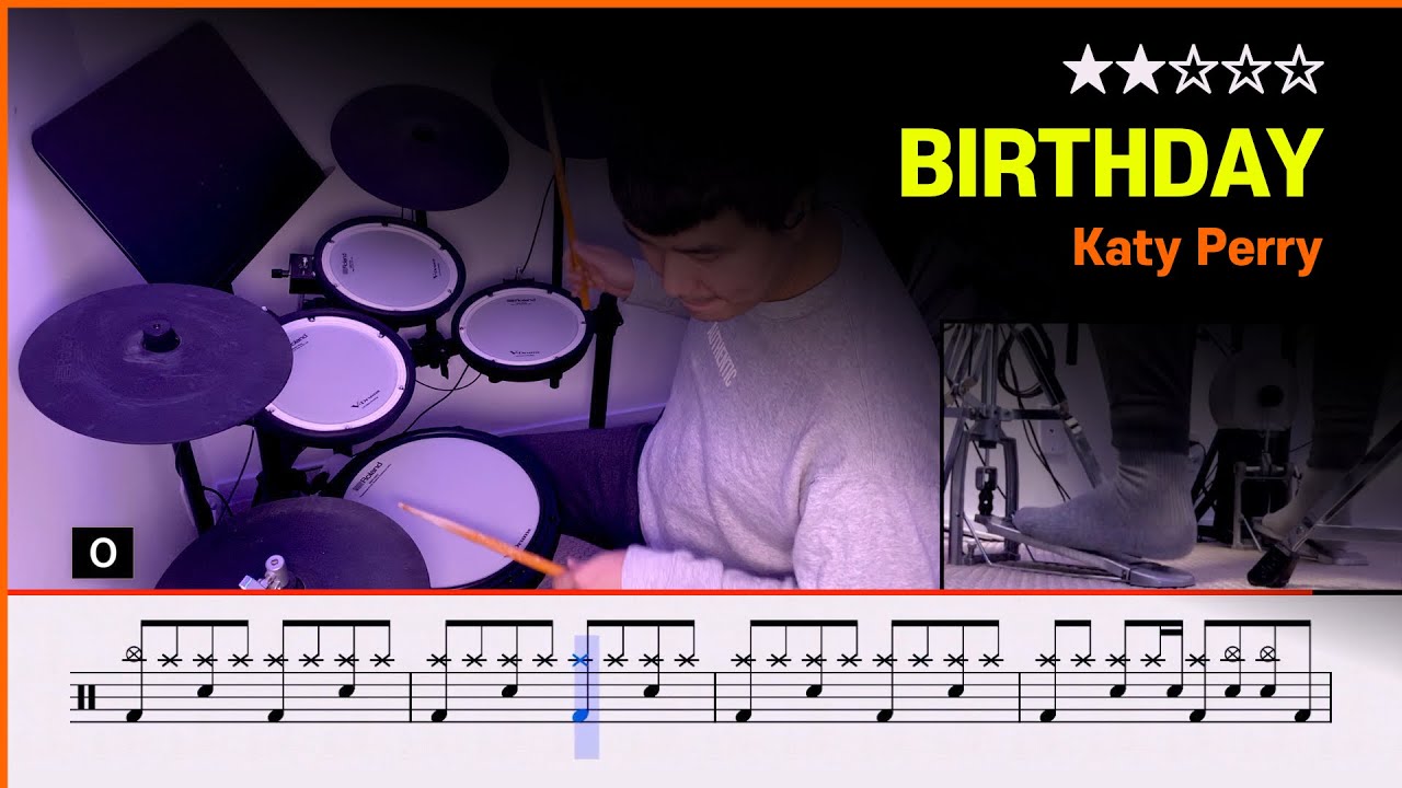 [Lv.04] Birthday -  Katy Perry  (★★☆☆☆) Pop Drum Cover with Sheet Music