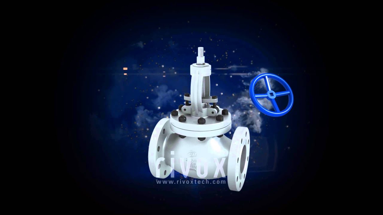 Globe Valve Machinery Working Process 3D Animation Video by www.rivox.in