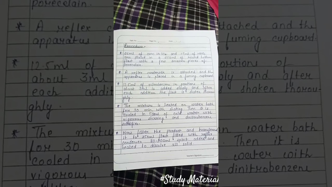To prepare m-dinitrobenzene from nitrobenzene by nitration reaction.#chemistrypracticals